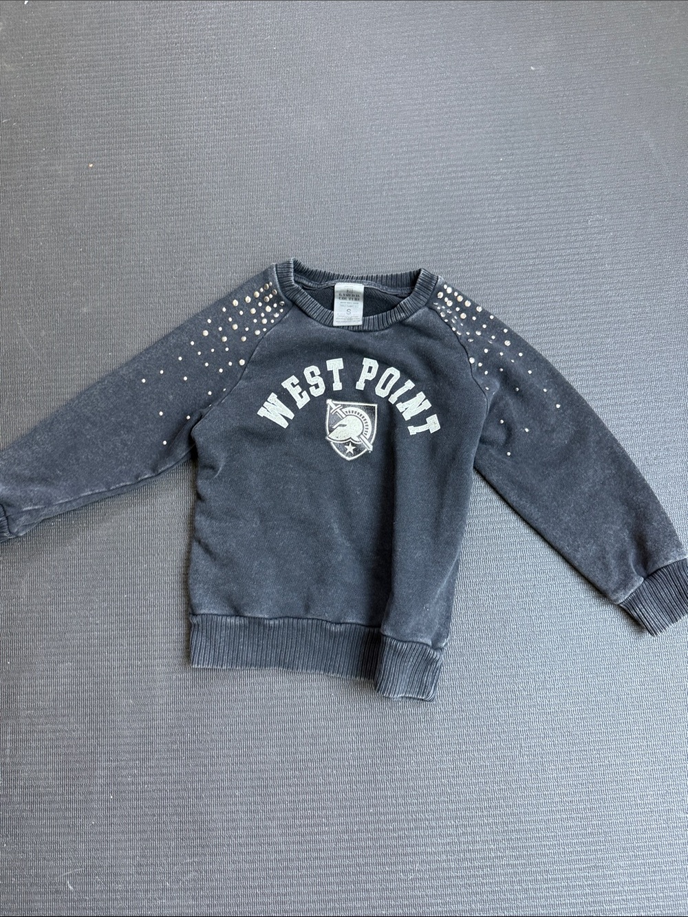 West Point Black Crewneck Sweatshirt with Shoulder Stud Accents